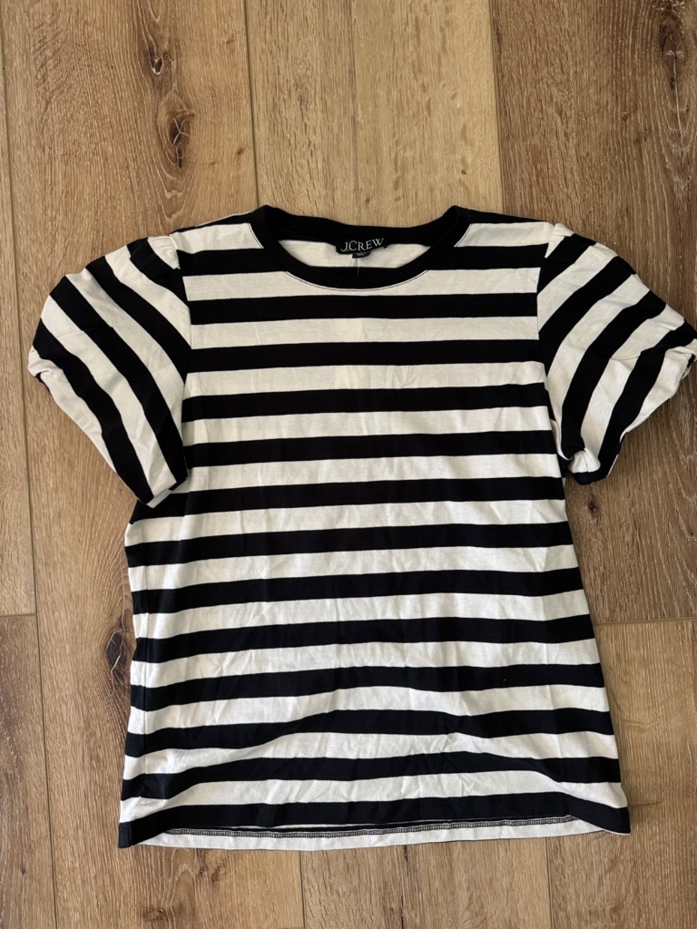 J. Crew | Black & White Horizontal Stripe Short Puff Sleeve Tee | size S